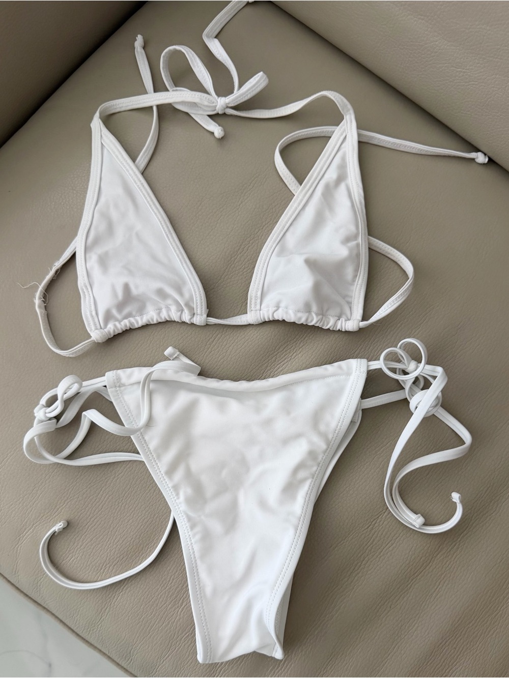 White Triangle String Bikini Set size small